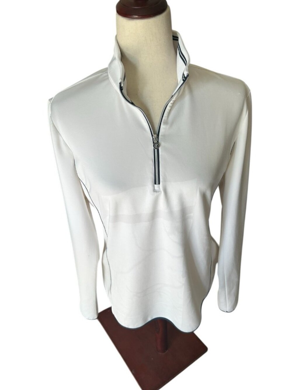 Greg Norman Women's Play Dry 1/4 Zip Golf Pullover Medium Black/White Activewear